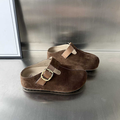 Damen Clogs Bequem Wildleder Schnallenverschluss Elegant