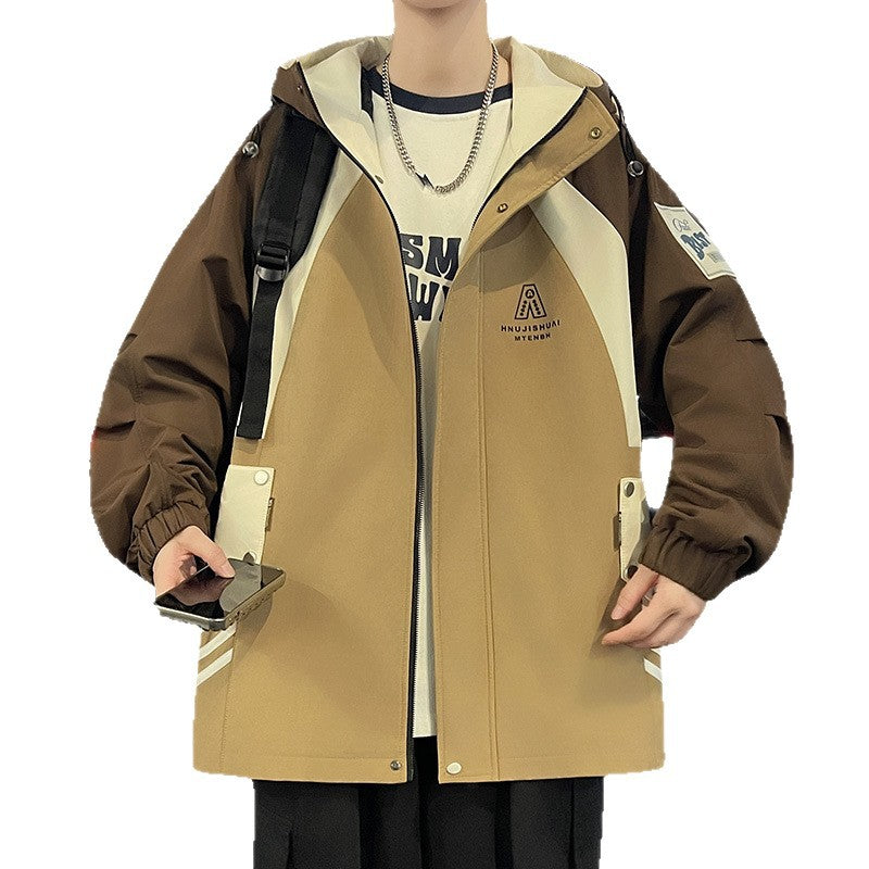 Herren Übergangsjacke Stadtjacke Verstellbares Kapuzenjacket