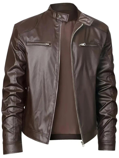 Lederjacke Herren Bikerjacke Schwarz mit Reißverschluss