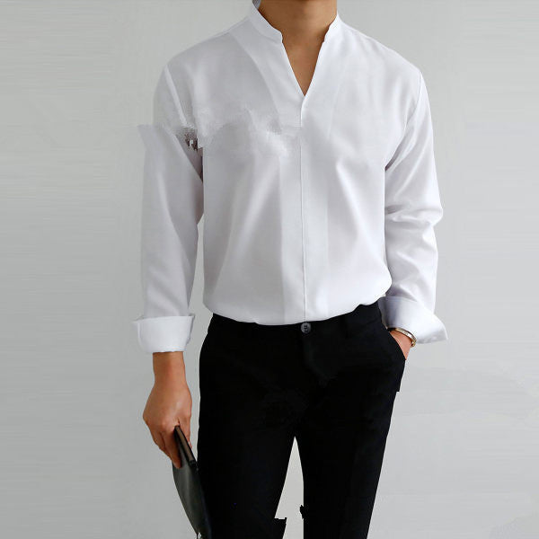 Herren Hemd Langarm Moderner Mandarin Kragen Elegantes Design