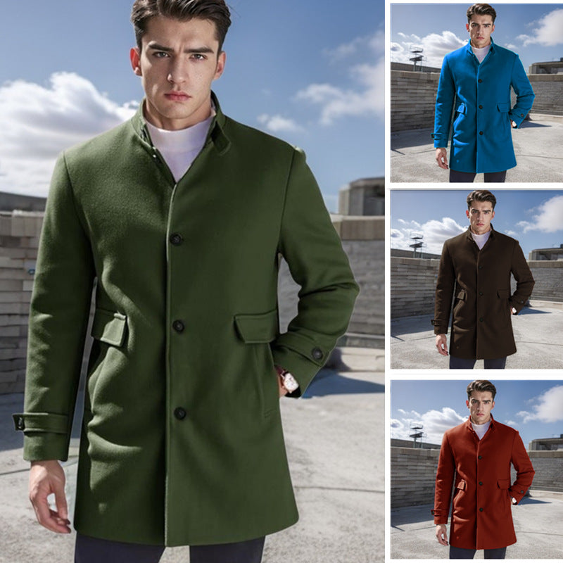 Herren Außenmantel Eleganter Mantel Mit Taschen - BerlinGlamour