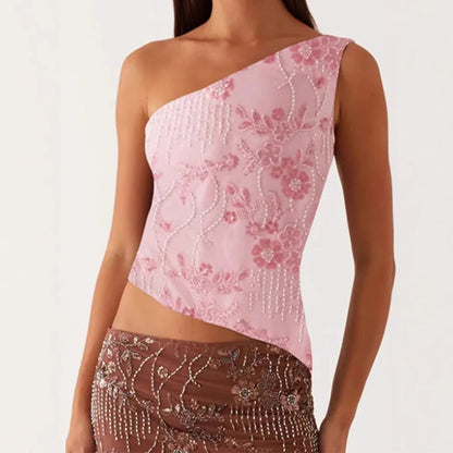 Elegantes Damen Bustier-Top mit Stickerei und Asymmetrie - BerlinGlamour