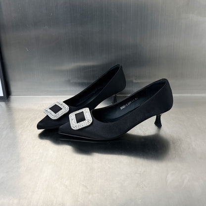Damen Pumps Hochhackig mit Strass Buckle Elegant - BerlinGlamour