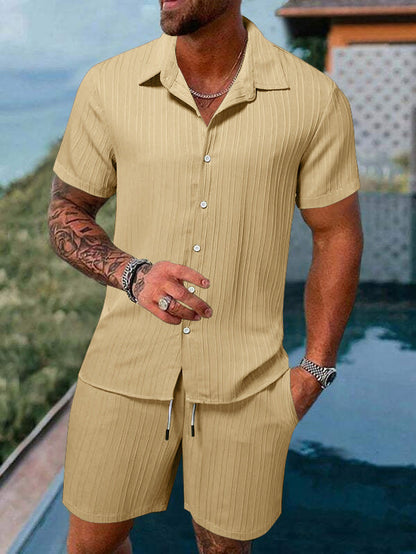 Herren Kurzarm Set Sportlich Modern Struktur