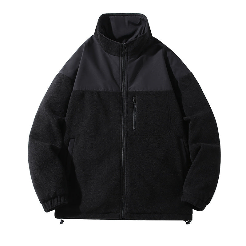 Herren Fleecejacke Warm Hochkragen Reißverschluss Taschen