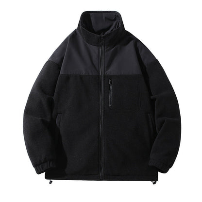 Herren Fleecejacke Warm Hochkragen Reißverschluss Taschen