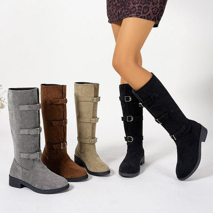 Damen Stiefel Overknee Schnalle Robust Winter - BerlinGlamour