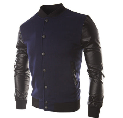 Herren Lederjacke Sportlich Mit Lederbesatz Modern