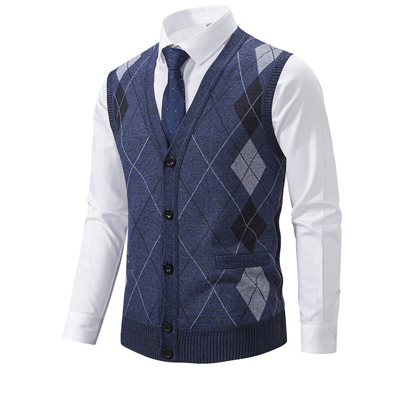 Herren Strickweste Karomuster Modern Elegant