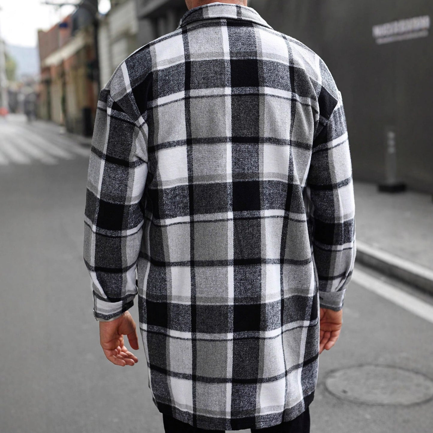 Herren Flanellhemd Jacke Karo Modern mit Taschen