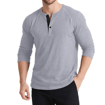 Herren Langarmshirt Knopfleiste Strukturiert Modern Berlin