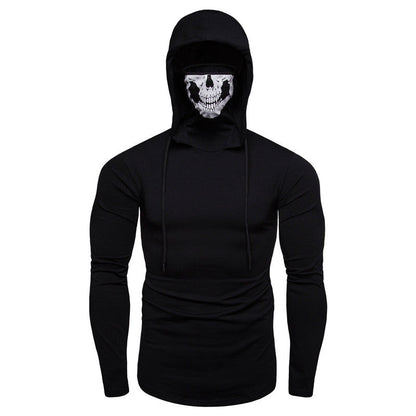 Herren Hoodie mit Totenkopf Design Langarm Schwarz