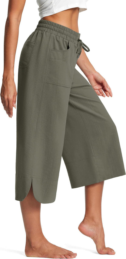 Bequeme Damen Culotte Elastisch Mit Taschen