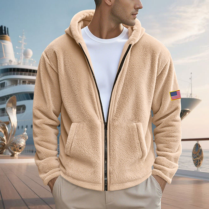 Herren Hoodie Fleece Warm mit Taschen und Reißverschluss Modern