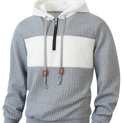 Herren Hoodie Strukturiert 1/4 Reißverschluss Modern