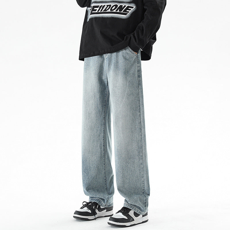 Herren Jeans Weite Bein mit hoher Taille und geradem Schnitt
