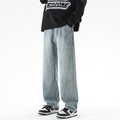 Herren Jeans Weite Bein mit hoher Taille und geradem Schnitt
