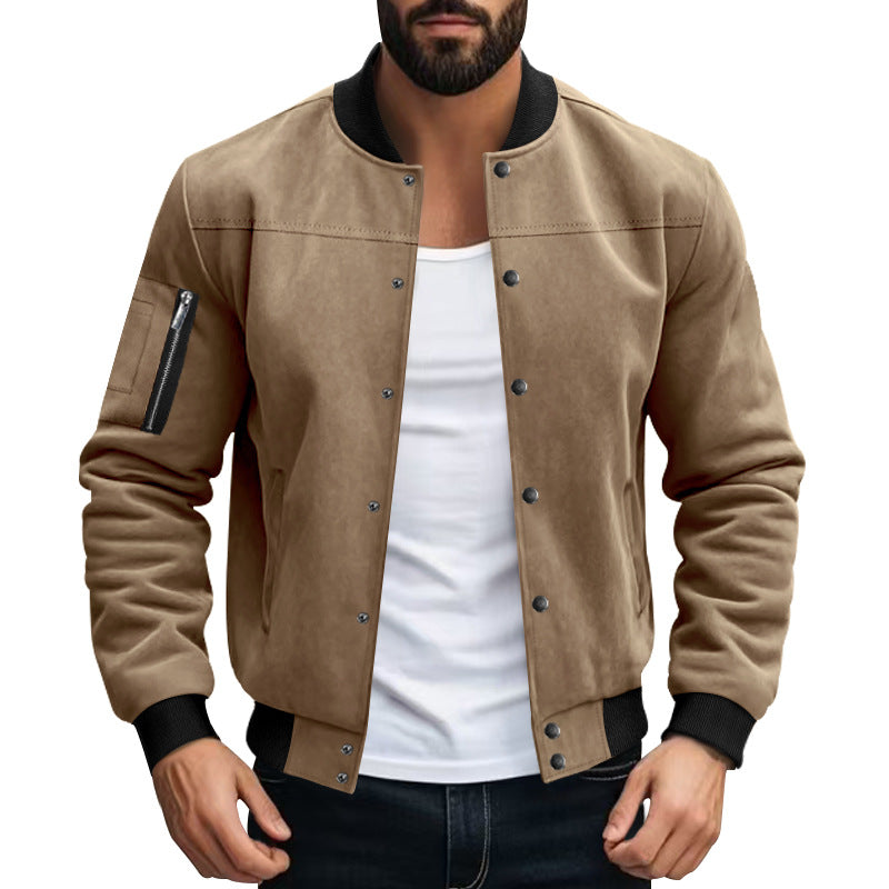 Männer Bomberjacke Weich Mikrofaser Taschen Elastisch