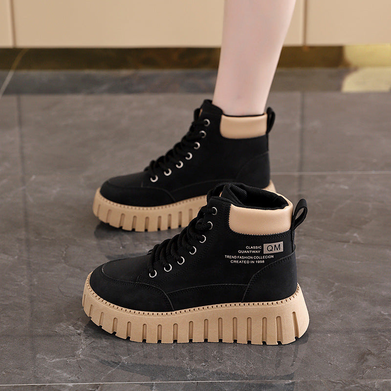 Damen Sneaker High-Top Dicksohle Trendy Schuhe Frauen