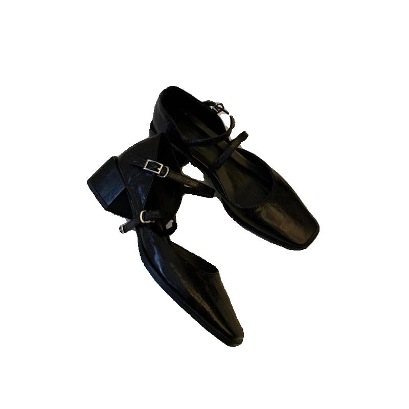 Damen Slingback Ballerinas Elegante Lederschuhe Verstellbar