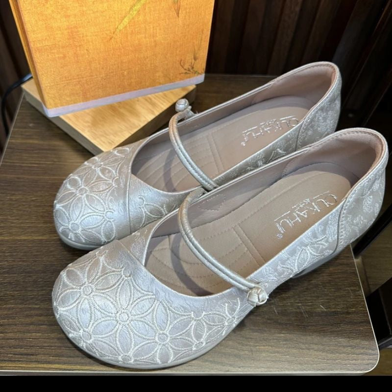 Damen Ballerinas Blumenmuster Komfort Schuhe