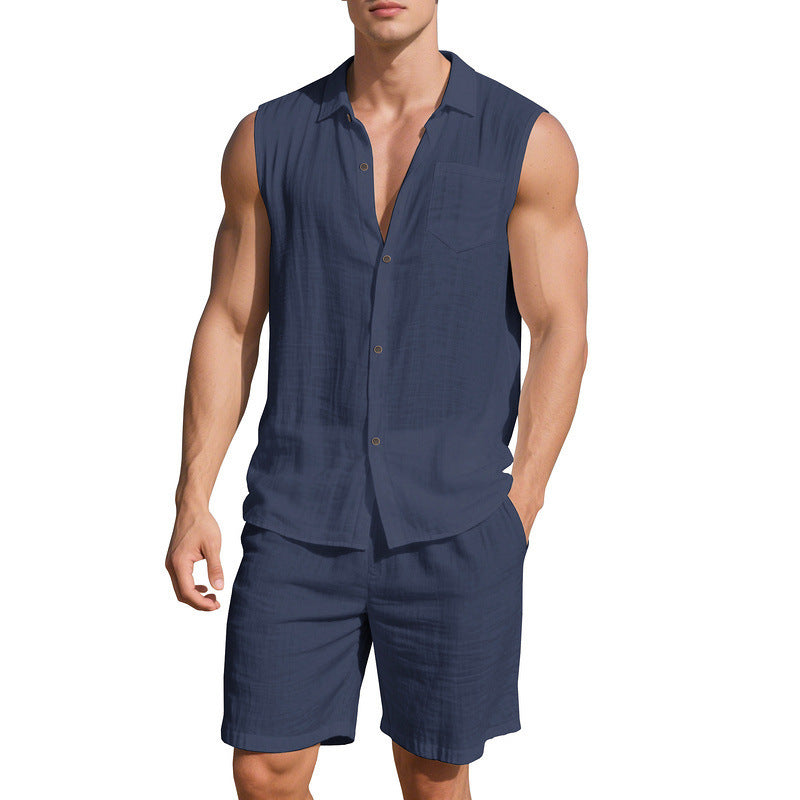 Herren Sportoberteil Ärmellos mit elastischen Laufshorts - BerlinGlamour