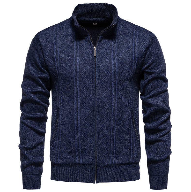 Herren Strickjacke Modern mit Zipper und Textil-Struktur