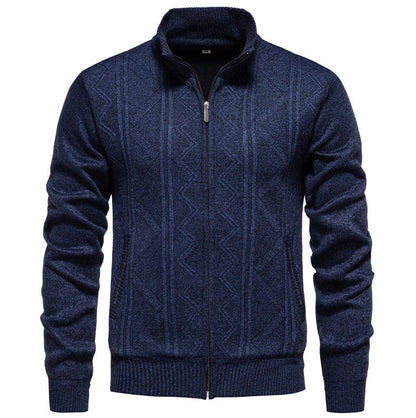 Herren Strickjacke Modern mit Zipper und Textil-Struktur