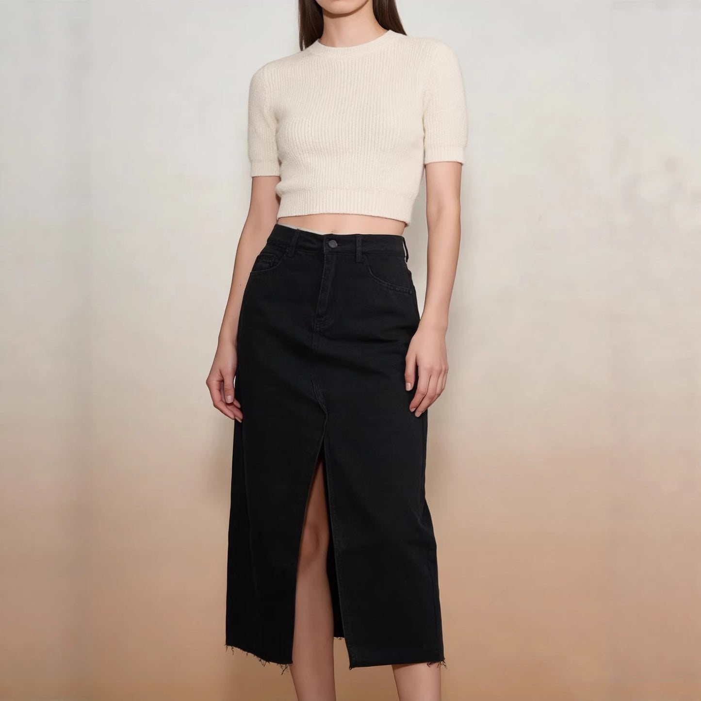 Damen Jeansrock Modern Schlitz Schnitt - BerlinGlamour