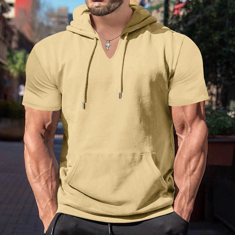 Herren Kapuzenshirt Lässig V-Ausschnitt Mit Bauchtasche