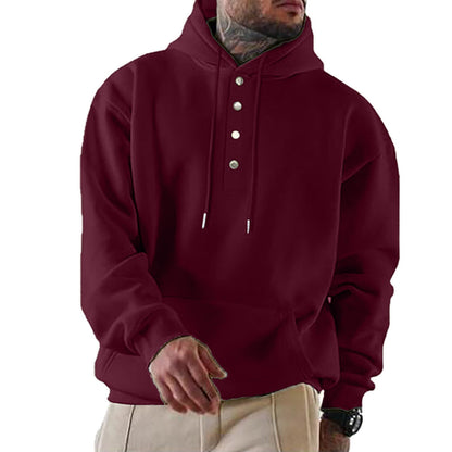 Herren Kapuzenpullover Modern mit Knöpfen und Kordelzug