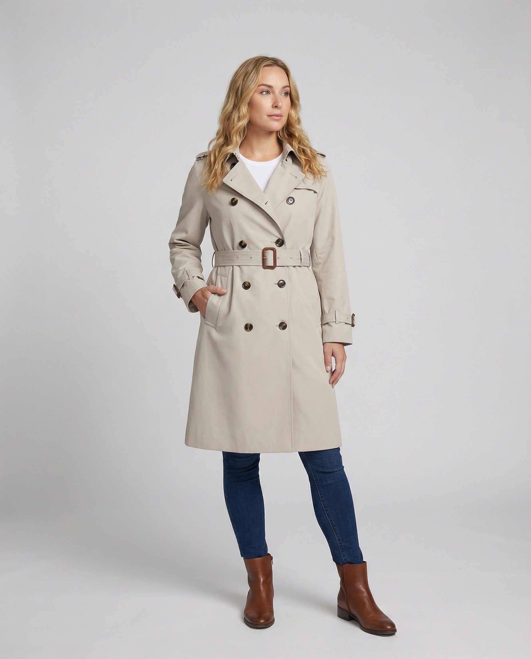 Damen Trenchcoat Oversize Grau Herbstmode - BerlinGlamour