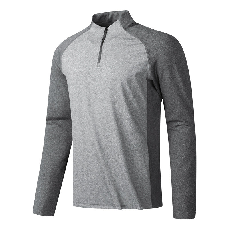 Herren Langarmshirt Funktionell Stehkragen Reißverschluss Sportlich