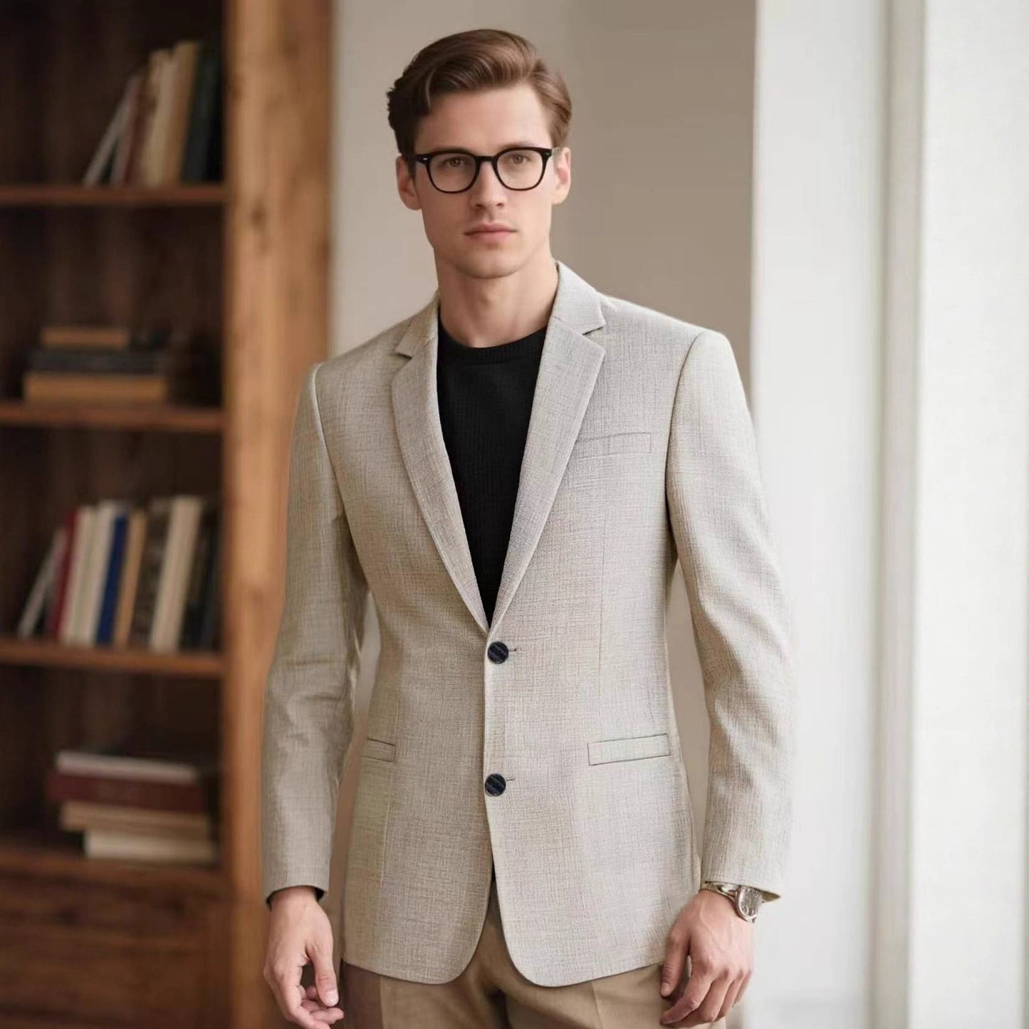 Herren Blazer Elegant Strukturiert Slim Fit