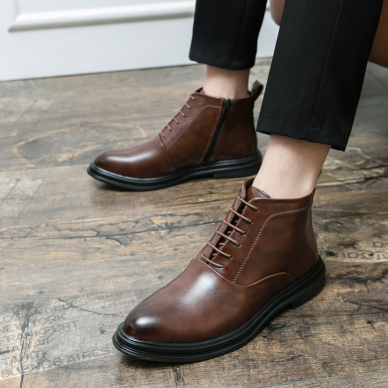 Damen Stiefel Elegant Leder Schnürschuhe Schwarz - BerlinGlamour