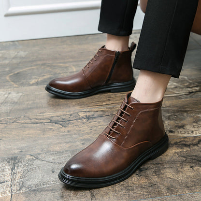 Damen Stiefel Elegant Leder Schnürschuhe Schwarz - BerlinGlamour