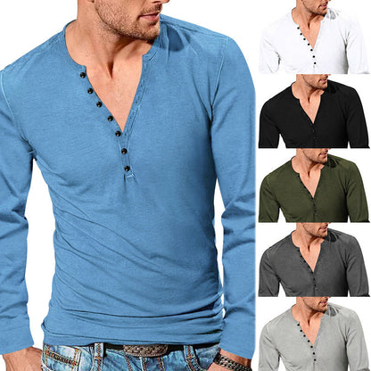 Herren Langarmshirt Modern mit Knopfleiste und Struktur - BerlinGlamour