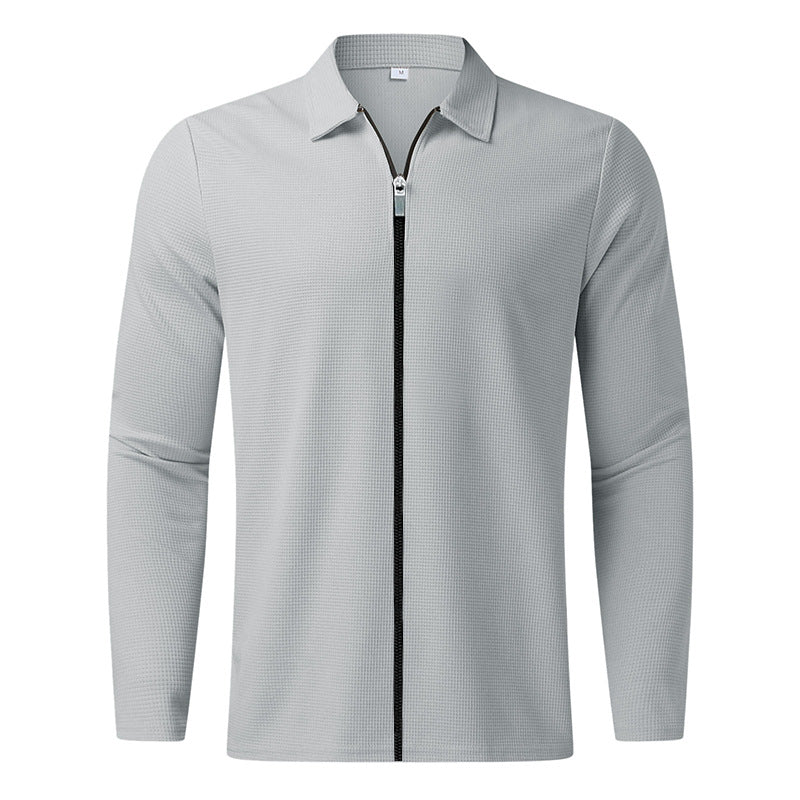 Herren Hemdjacke Reißverschluss Strukturiert Modern