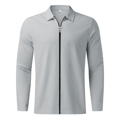 Herren Freizeithemd Modern mit Reißverschluss und Strukturdesign