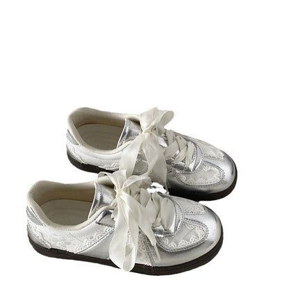 Damen Sneaker Luxus Spitze Schleifen Design