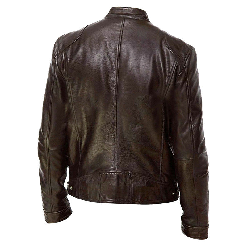 Lederjacke Herren Modern Biker Style Schwarz