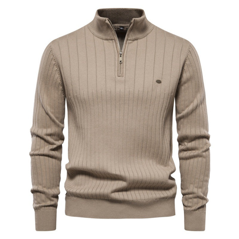 Herren Pullover Halbzipper Rippstruktur Modern