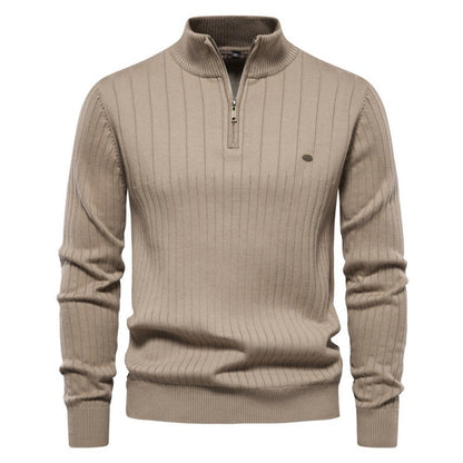 Herren Pullover Halbzipper Rippstruktur Modern