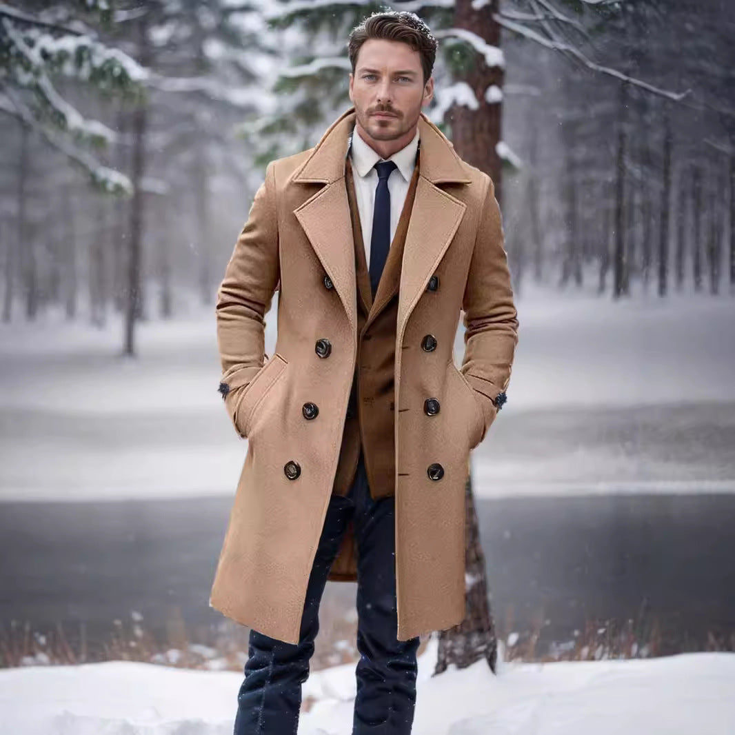 Eleganter Herren Trenchcoat Berlin Stil Lang mantel