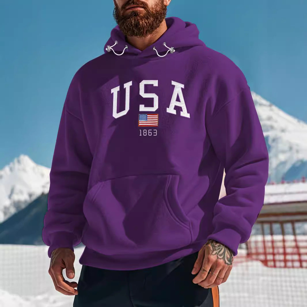 Herren Kapuzenpullover Sportlich Bequem mit Schriftzug - BerlinGlamour