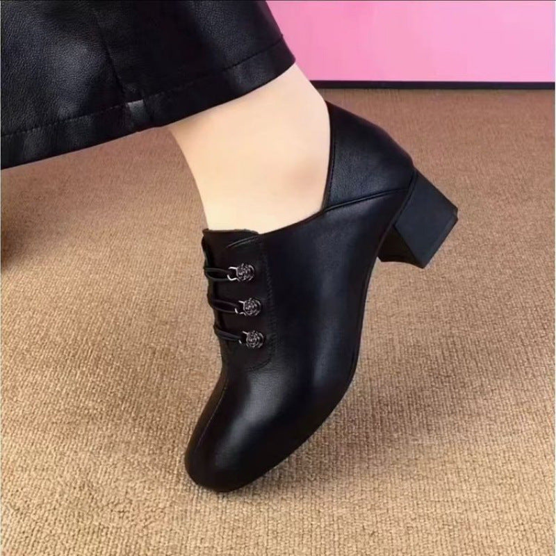 Damen Schnürschuhe mit Blockabsatz Elegante Höhe Schuhe