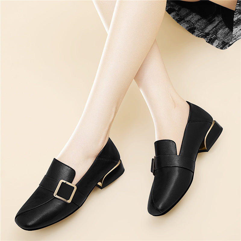 Damen Mokassins Elegante Schnallen Schuhe Komfort