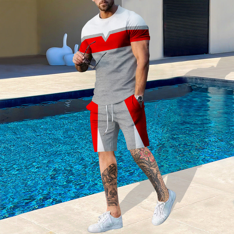 Herren Sport Set Kurzarm Kontrast Farben Modern - BerlinGlamour