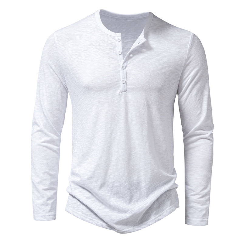 Herren Langarmshirt Lässig Knopfleiste Modern