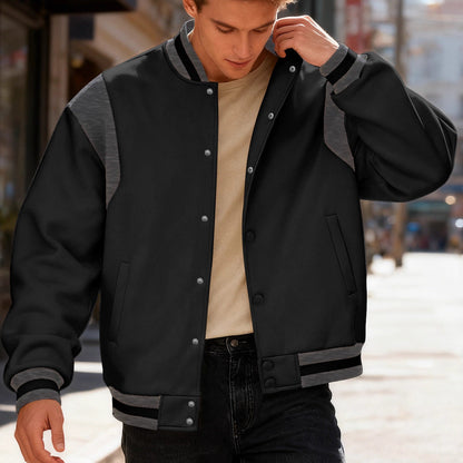 Herren Collegejacke Lässig Mit Druckknöpfen Elastisch